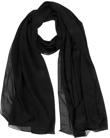 KASLCWA Ladies Chiffon Scarves, Chiffon Shawls and Wraps for Women 170x70cm，Large Crinkle Hijab Headscarf, Versatile Neck Wrap for Wedding Bridal Party (Black)