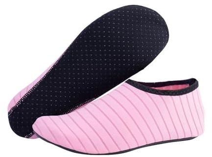 HWJFDC Poolstrumpor 1 par vattenskor för herr och dam, barfota, för strand, pool, snabbtorkande vattenyoga strumpor för surfing, simning sport (rosa, M (36–37))