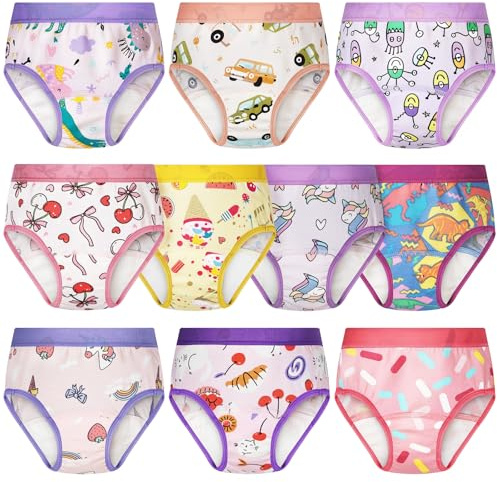 MooMoo Baby Toddler Girls Potty Trainer Briefs Absorbent Panty Cotton Potty Training Underwear 3T Cherry