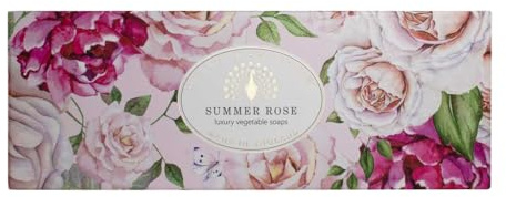 English Soap Company Herritage Collection Hand Body Luxury Vegetable Scented Soap Bar (3x100g, Summer Rose)