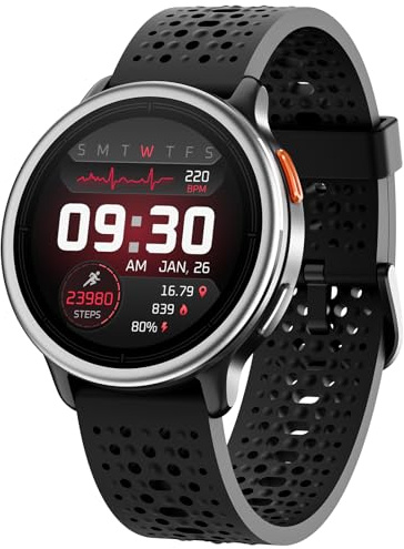 Reloj Inteligente Hombre 1.27 Smartwatch Mujer Redondo 2 Correas, Monitor de Sueño Funciones de Salud y Fitness 120+ Modos Deportivos 3ATM Impermeable para iPhone/Samsung/Android Nnegro