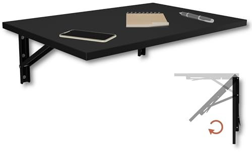 KDR - Tavolo pieghevole da parete, 60 x 40 cm, montaggio a parete, salvaspazio, tavolo da pranzo, scrivania e tavolo da cucina, ideale per piccoli spazi e home office (nero)