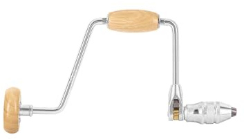Truper Professional Brace Drill, 12-Inch Length, Wood Barrel & Crank with Wood Knob, Reversible Ratchet for Drilling & Screwing Wood (Model BC-12M / 10970)