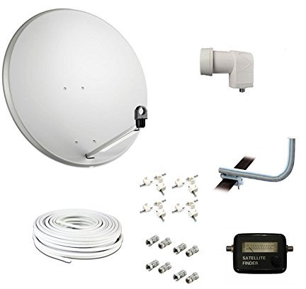 KIT INSTALLAZIONE COMPLETO PARABOLA SATELLITARE 80 LNB STAFFA RINGHIERA 5 mm SAT