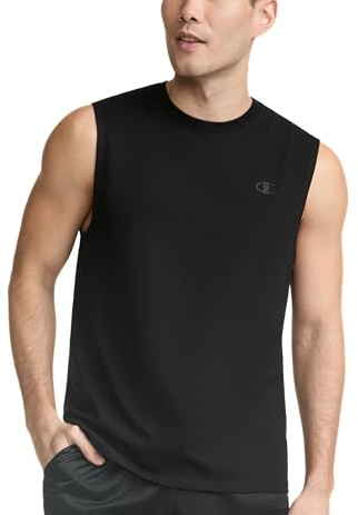 Champion Mens Muscle Tank, Classic Graphic Tee, Sleeveless T-shirt For (Reg. Or Big & Tall), Black, Large US