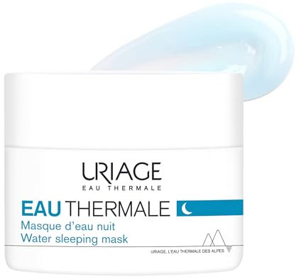 Uriage Eau Thermale Masque de Nuit Hydratant à l'Acide Hyaluronique & Edelweiss - La Peau est Regénérée comme après 8 Heures de Sommeil - Parfum Floral, Texture Gel Fraîche - Non Comédogène - 50ml