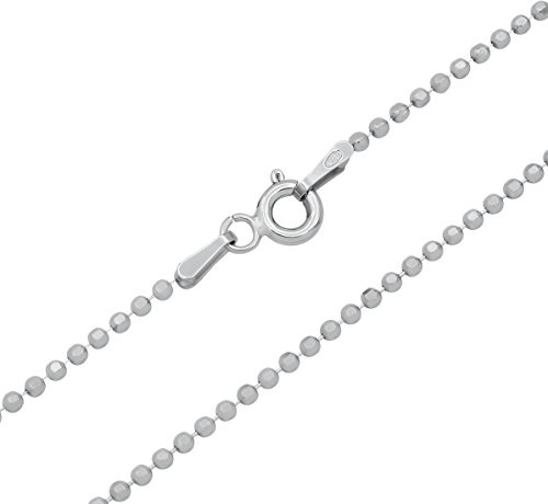 Kugelkette 925 Sterling Silber rhodiniert 8fach facettiert 1,5mm breit Länge wählbar 45 50 55 60 cm Silberkette Halskette anlaufgeschützt (55)