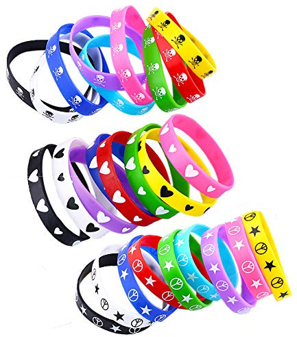 Gummiarmband, 30 st modearmband i silikon, gummiarmband för vuxna, motivationsarmband, för födelsedagsfest, nattfest, nattlöpning, sport