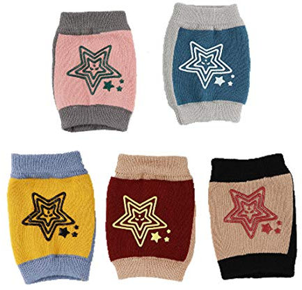 Simoda 5 Paare Knieschoner Baby Krabbeln Anti-Rutsch Baumwolle Beinlinge,Baby Knieschoner Set mit Gummipunkten schützen vor hartem Boden und Kälte (#3)