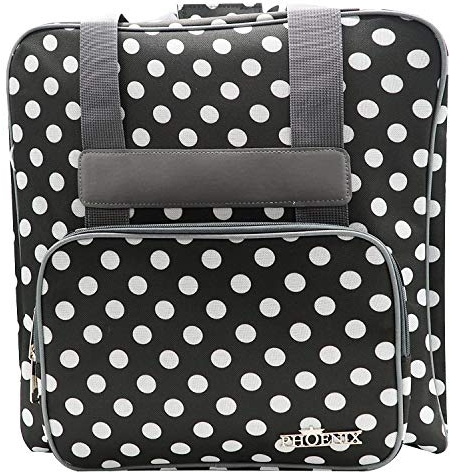 Phönix Taschen für Nähmaschinen 45x21x37cm und Overlockmaschinen 39x32x36cm (Polka Dots Schwarz, Overlocktasche)