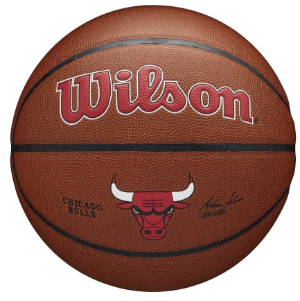Wilson Basketball, Team Alliance Model, CHICAGO BULLS, Indoor/Outdoor, Mixed Leather, Size: 7