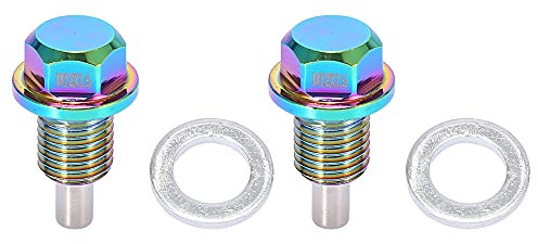 X AUTOHAUX 2 Satz M12x1,5 Mehrfarbige magnetische Ölablassschraube Sumpfwanne Ablassmutter Bolzenschraube mit Dichtungen für Universalauto