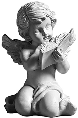 NSXIN Deko Engel Figur Süße kleine Engelfigur Harz Lesender Schutzengel Sitzend Engel, Fantasy Figuren Wetterfest für Haus Garten Dekor