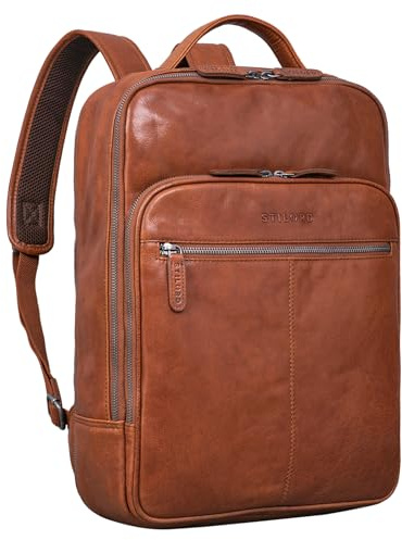 STILORD Pietro Business Lederrucksack Groß Laptoprucksack 15.6 Zoll Vintage Backpack für Büro Arbeit Uni Trolley Aufsteckbar XL Echtleder Farbe:maraska - braun