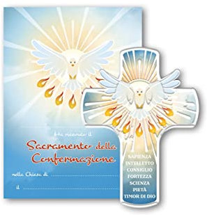 Fratelli Bonella | Croce per Bambini con Attestato Ricordo CRESIMA in Resina Porcellanata | Made in Italy