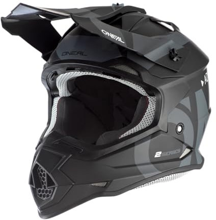 O'NEAL | Casco de Motocross | MX | Carcasa ABS, Norma de Seguridad ECE 22.06, Aberturas de ventilación para una óptima refrigeración | Casco 2SRS Slick V.23 | Adulto | Negro Gris | Talla L (59/60 cm)