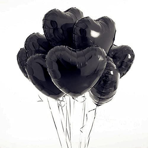 FVCENT 30 Stück Schwarz Herz Helium Luftballons Herzluftballons Heliumballon Folienballon Hochzeit Folienluftballon (Schwarz)