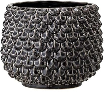 Nordring Ceramic Flower Pot Pino - colorful Planter, Pot for plants, sukkulents Size L (16,5 cm ø) Dia 6,5'' H 5'', Stoneware, black