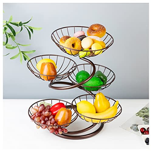 Cesta de frutas, frutero, frutero grande de metal de 5 niveles for mostrador, frutero desmontable, fruteros elegantes Soporte de almacenamiento de frutas for refrigerios, cesto de frutas (Color : Gold