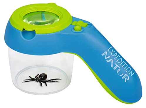 moses. Expedition Natur Becherlupe mit Licht, Robustes Lupenglas mit 8-facher Vergrößerung und praktischem Haltegriff, beleuchtete Beobachtungsbox mit 9 LEDs und 3 Leuchtmodi