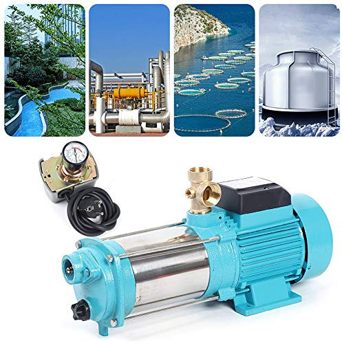 WindWilder Kreiselpumpe Hauswasserwerk Gartenpumpe 1300W 4000L/H 9,8bar mit Schaltautomatik Manometer Druckschalter Edelstahl Wasserpumpe für einen Garten hat Wasserpumpen elektrische Tauchwasserpumpe