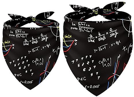 Hundehalstücher im 2er-Pack, dreieckiger Haustierschal, transparenter Chiffon-Stoff, Halstuch für kleine, mittelgroße und große Hunde und Katzen,Schwarze Punkt Mathematik Physik Formel