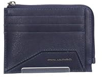 PIQUADRO, Zipper coin pouch with document holder, credit, BLU