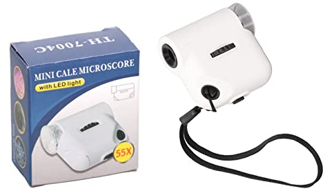 Mini-Mikroskop, Tragbares Taschenmikroskop, Tragbares Miniaturmikroskop 55-fache Hohe Vergrößerung mit LED-Licht 3D, Mikroskop-Zubehör | Mini-Mikroskop mit Acryllinse, 3D, für Schmuckbewertung, Uhrenwartung und Lernen