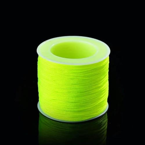 50 Meter/Rolle 0,8 mm Neon-Nylonschnurfaden chinesischer Knoten Makramee-Schnur Armband geflochtene Schnur DIY Quasten Perlenschnurfaden-Neongelb