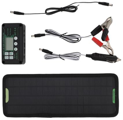 TARAKO Mainteneur de Batterie Solaire, kit de Charge Solaire pour Voiture | Panneau Solaire étanche, Chargeur de Batterie 12 V | Chargeur de Batterie de Voiture Plug and Play pour Bateaux, tracteurs