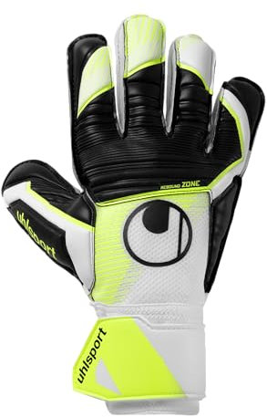 uhlsport Soft Advanced, Kinder und Erwachsene Torwarthandschuhe, Blanc/Jaune Fluo/Noir, 6 -
