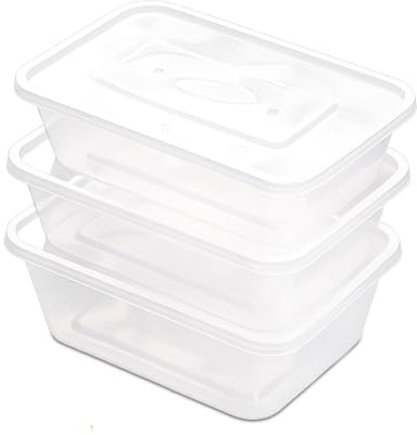 PRECIOUS LONDON Lot de 50 boîtes alimentaires en plastique sans BPA, durables, passant au congélateur