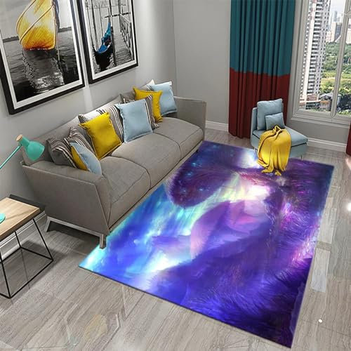 Kinderteppich 3D Wunderschöne Lila Nachtlandschaft Indoor Rutschfester Teppich, Weicher Flanell, Wohnzimmerteppich Junge Teenager Schlafzimmer Teppiche Waschbar 200 X 300 Cm - Leicht Zu Reinig -5S9A7Q