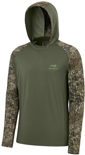 Bassdash UV Shirt Herren Kapuzenpullover UPF 50 Sonnenschutz Camo Funktion Hoodie UV-Schutz Langarm Angeln Shirt Atmungsaktiv