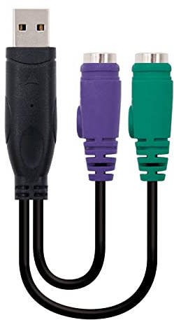 Blendend Adaptador de Conexión PS/2 (Teclado+Ratón) a USB Macho, 15 cm de Longitud, Para Conectar Dispositivos PS/2 a Puerto USB