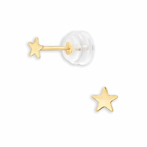 Monkimau Kleine 14k Gold Sterne Ohrringe | 585 Gold Ohrstecker für Damen Mädchen Kinder | Echtgold Schmuck Geschenk