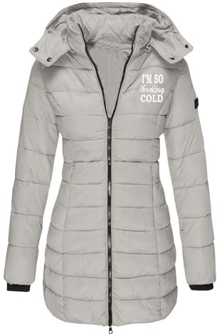 KOG Winterjacke Damen Dufflecoat Winter Puffer Jacke Baumwolle Fahrradmantel Einfarbig Oberteil Frauen übergangsjacken Gutschein Basic Blusenjacke Elegant Outlet Amazon Grau XXL