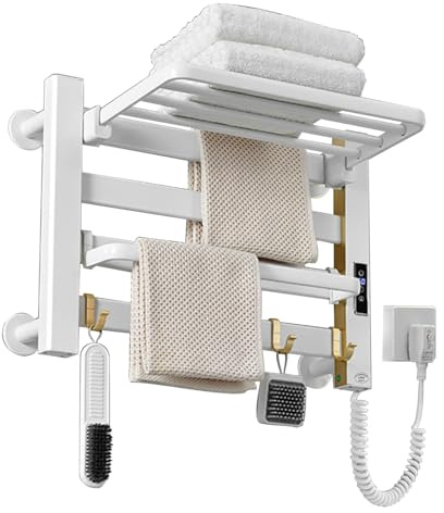 Scaldasalviette Riscaldato a Risparmio Energetico Caldo, Scaldasalviette per Il Bagno, Scaldasalviette Elettrico da Parete o Adesivo, Scaldasalviette Wifi con Timer e Indicatore LED(22.5cm(9in))