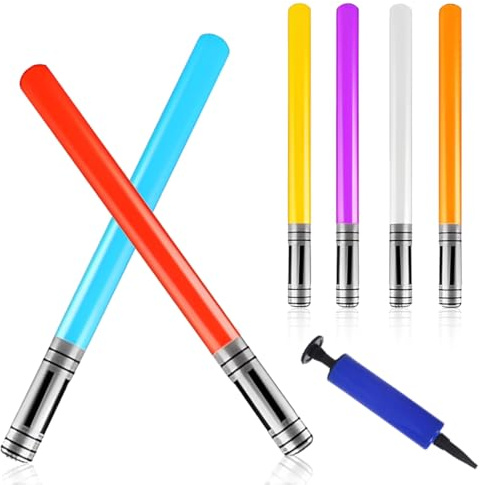 SULIUDAJI 6 Stück Aufblasbare Lichtschwerter Laserschwert Accessoire Für Kostüme Themen Party Und Kindergeburtstage 90 Cm Mit 1 Pumpe