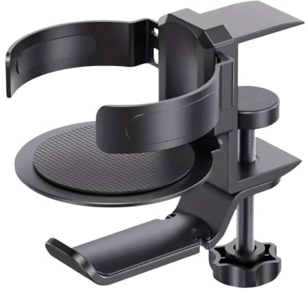 Jlobnyiun Porte-gobelet pour bureau | Porte-casque – Support de casque sous le bureau, accessoires de bureau anti-déversement pour toutes les tasses, bouteilles, écouteurs