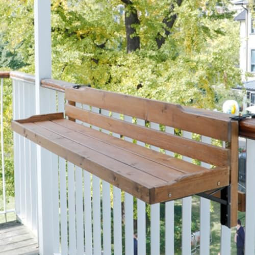 Faltbarer Balkontisch Wandmontage Esstisch für Terrasse Verstellbare Breite Deck Geländer Tisch mit Wind- und Regenschutz 120cm