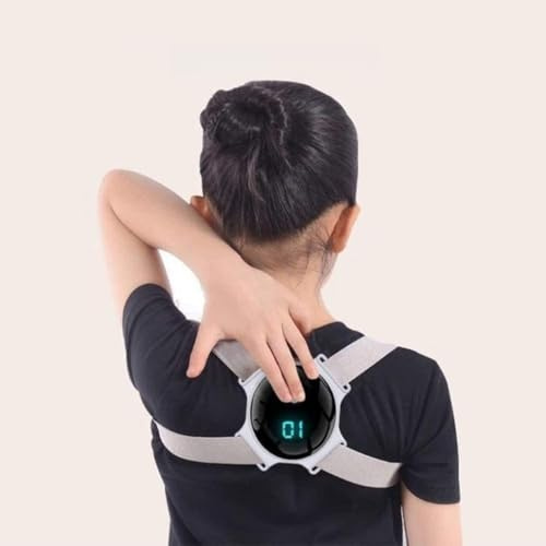 Pesoncarl Back Brace, Posture Corrector Kids with Smart Sensor Vibration Reminder Posture Brace Trainer Straightener to Improve Slouch,Thoracic Kyphosis Adjust Posture (Color : Gray)