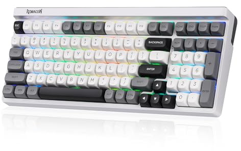 Redragon K656 Pro - Teclado inalámbrico RGB para Juegos de 3 Modos, Teclado mecánico de 100 Teclas con Enchufe Intercambiable en Caliente, 3 Capas de amortiguación de Ruido, US Layout