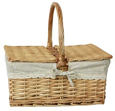 Cestino Da Picnic Cestino da picnic for il pane Cestino manuale in rattan con coperchio rimovibile Scatola portaoggetti for snack for frutta Cestino for fiori nuziali Portaoggetti da cucina Per Picnic
