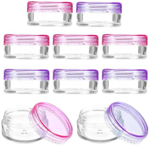 SGERUFZ 10 contenitori per cosmetici vuoti per balsamo per labbra, lozione, campioni da viaggio, scatole con coperchi, barattoli di plastica, per smalto per unghie, glitter, trucco (5 g)