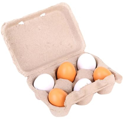 KONTONTY 6 Uova Di Legno Per Bambini Giocattolo Da Cucina Set Di Cibo Finto Educativo Per Fingere Di Cuocere E Giocare