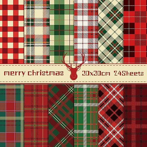24 hojas de papel para scrapbooking de Navidad, 12 tipos de papel decorativo a doble cara, papel origami, accesorios de scrapbooking, papel para creaciones navideñas, papel para bricolaje, papel