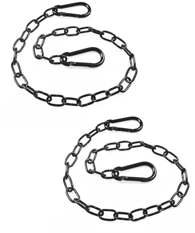 Asheyya 2PCS Stainless Steel Chain, 20 Inch Gate Chain Lock with Both-Ended. Security Door Chain Link for Outdoor Fences, Pet Cages, Cow Corral Supplies(Black)