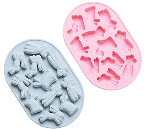Ipetboom 2 pièces Moules à Gâteaux Silicone Forme de Lapin de Pâques Moules à Chocolat et Glace pour Desserts DIY Matériau Silicone Sain et Sécurisé Couleur Aléatoire Couleur Aléatoire
