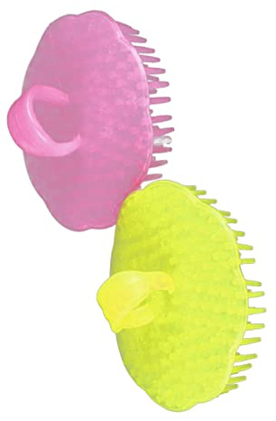 HONITANO 2pcs Head Body Massager Soft Massage Brush for Shower Bath Scalp Back Hair Washing Exfoliating Tool Random Color